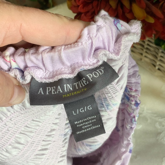 A Pea In A Pod Lavender Floral Elastic Bust Top L - Picture 12 of 12